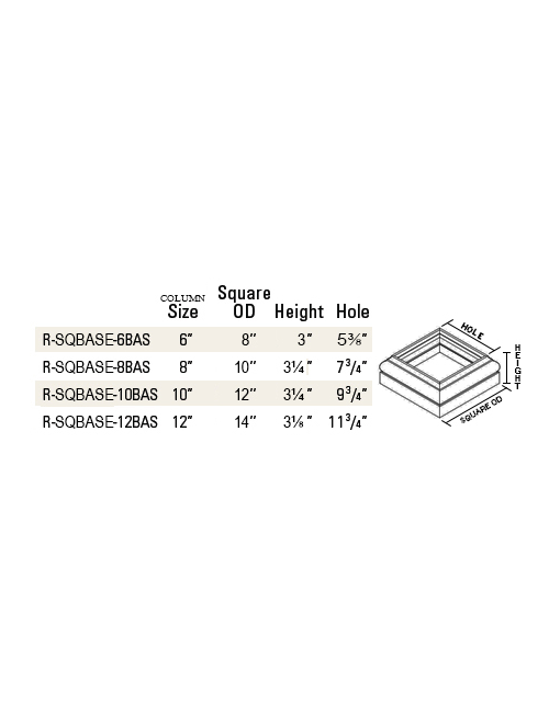 Square Base for Chamfered and NON-Chamfered Columns