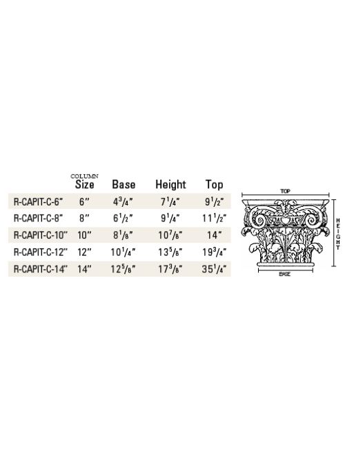 Roman Corinthian Capital for Round Tapered Columns